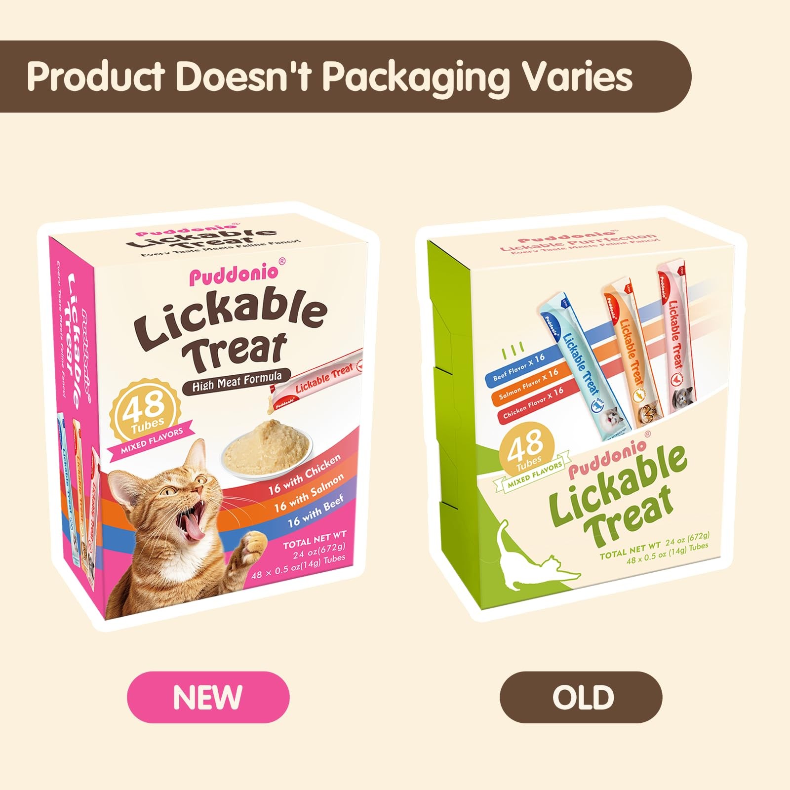 Lickable Cat Treats, High-Meat Purée, 0.5 oz Tubes, 48 Count