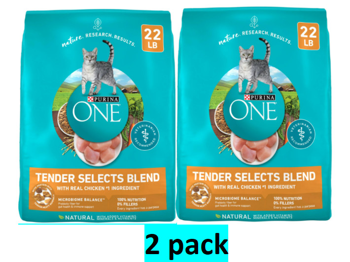 Purina ONE Tender Select Blends Dry Cat Food, Chicken, 22 lb Bag