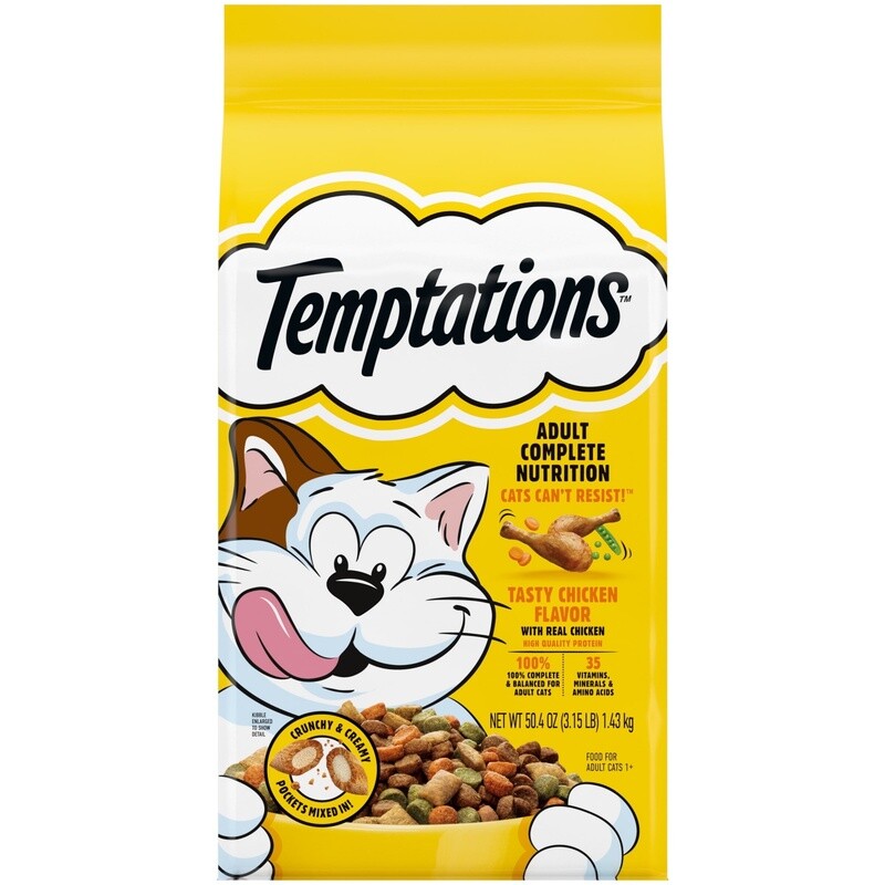 Tasty Chicken Flavor Dry Cat Food Kibble Adult All Breeds Complete Nutrition New