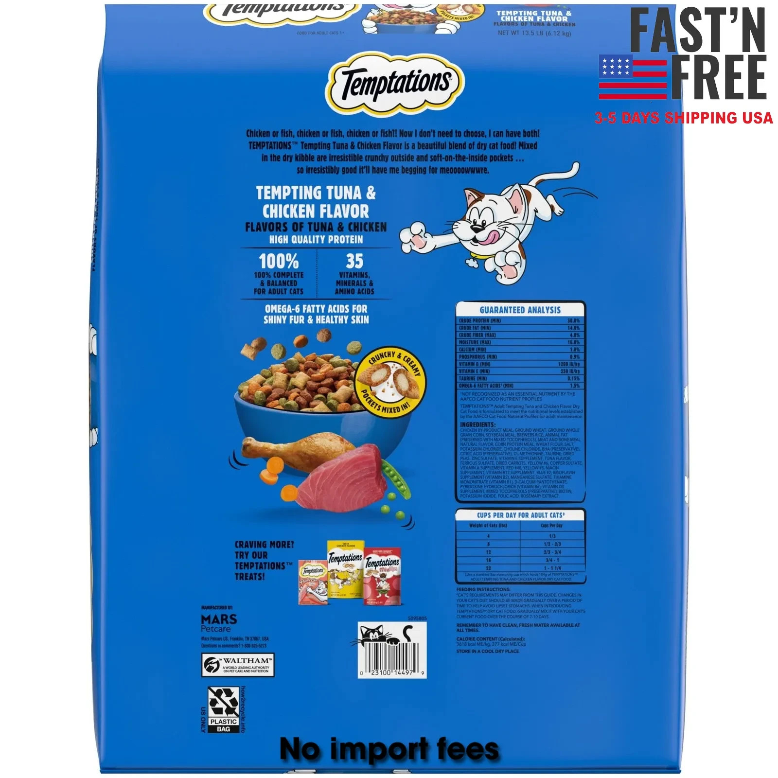 Temptations Adult Dry Cat Food Tempting Tuna & Chicken Flavor, 13.5 lb Bag
