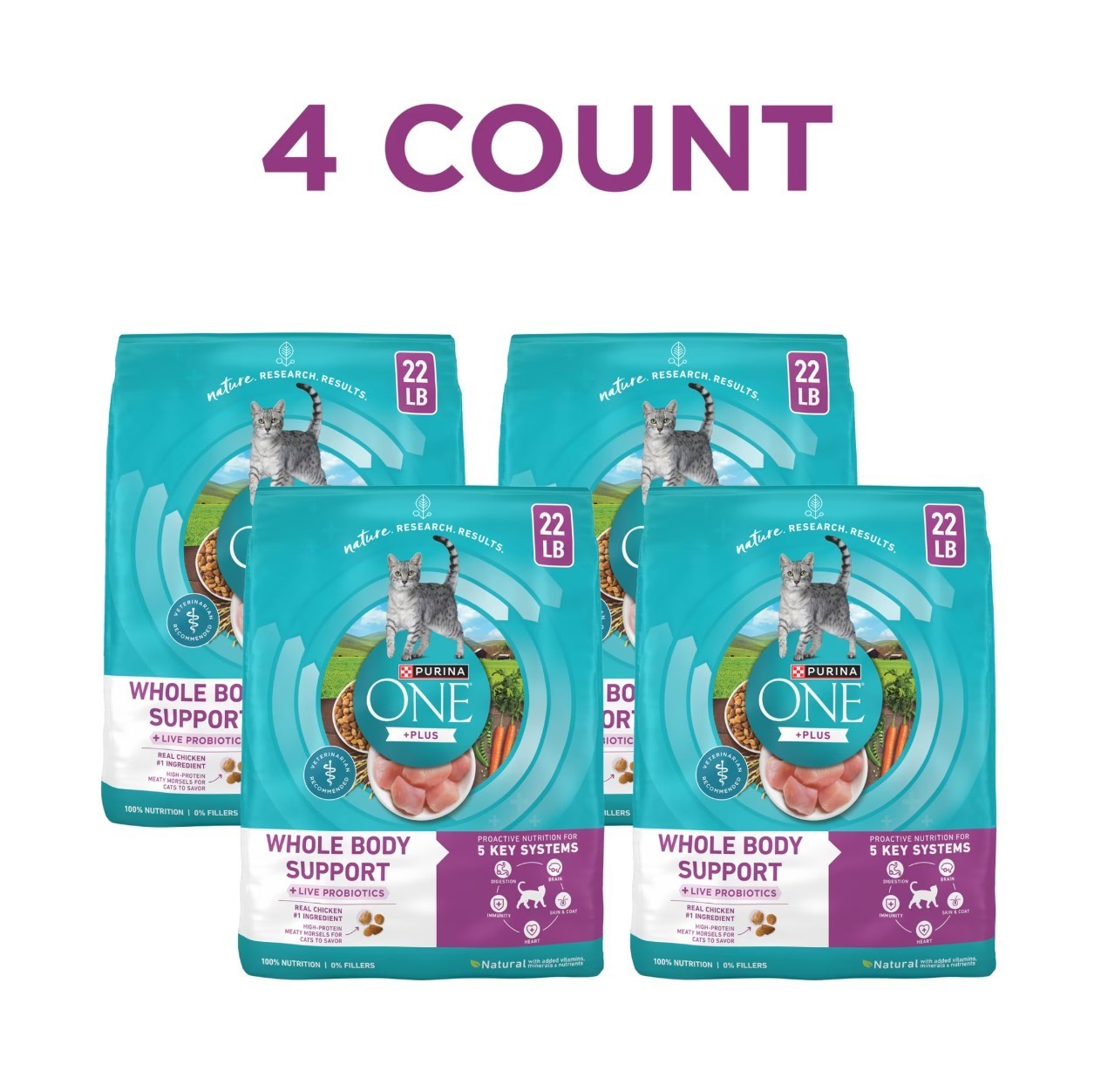 Purina ONE Plus Whole Body Support With Chicken Dry Cat Food, 22 lb