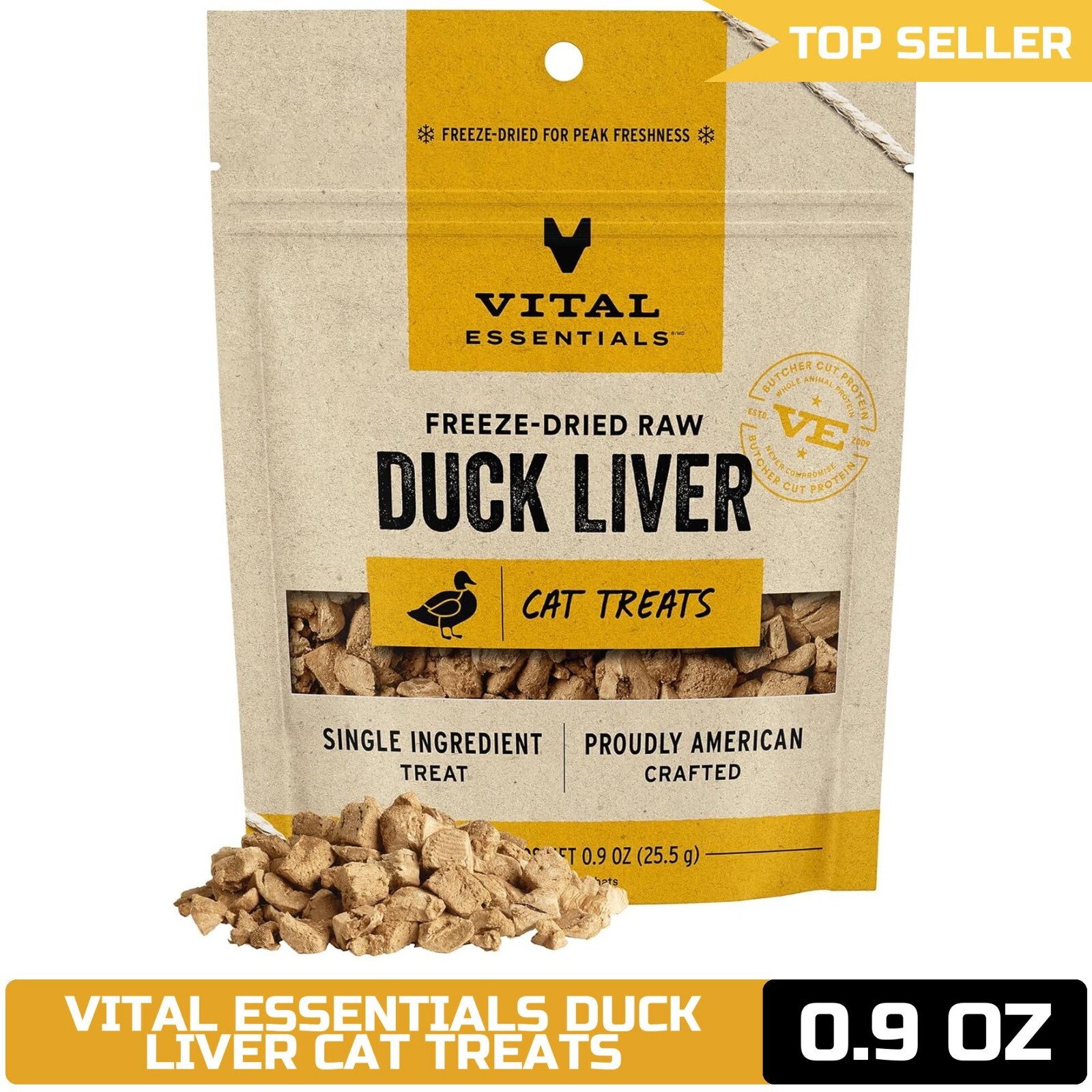Vital Essentials Freeze Dried Raw Duck Liver Cat Treats 0.9 oz