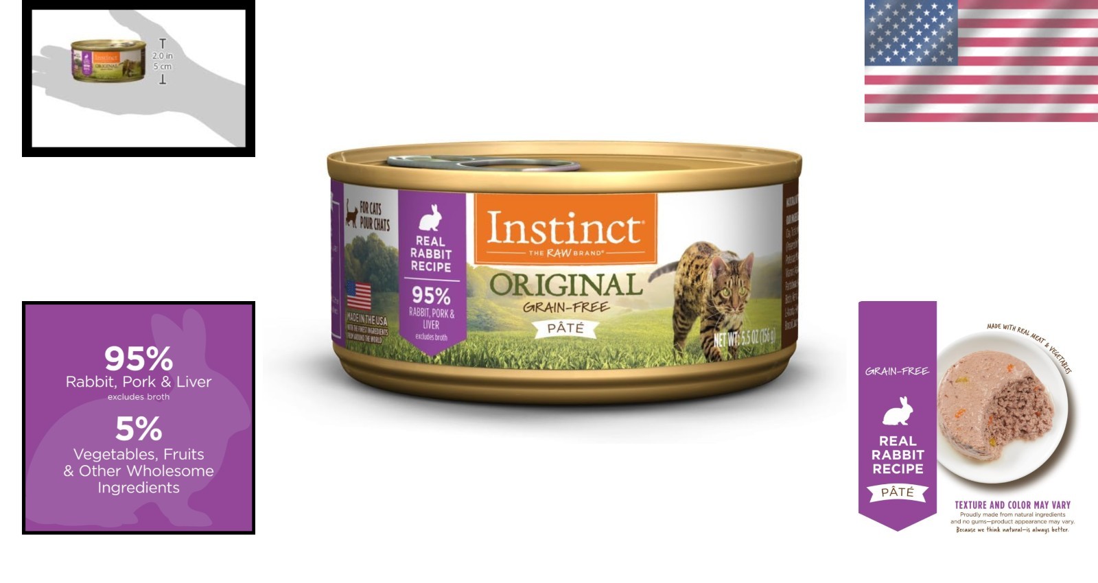 High Protein Grain-Free Wet Cat Food with Real Rabbit – 12 Cans, 5.5 oz Each