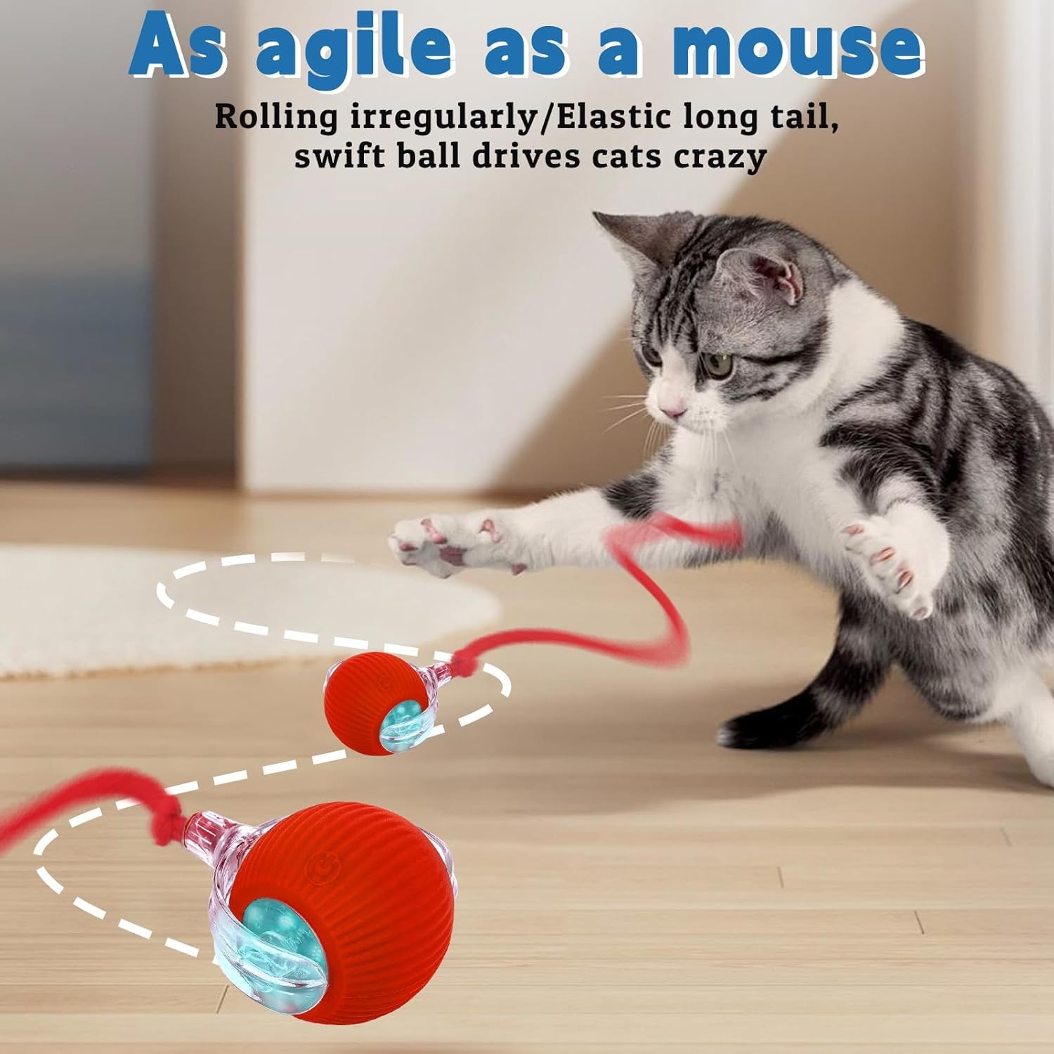 Interactive cat Toys for Indoor Cats, Speedy Tail 3.0 Cat Toy, Motion Activate c