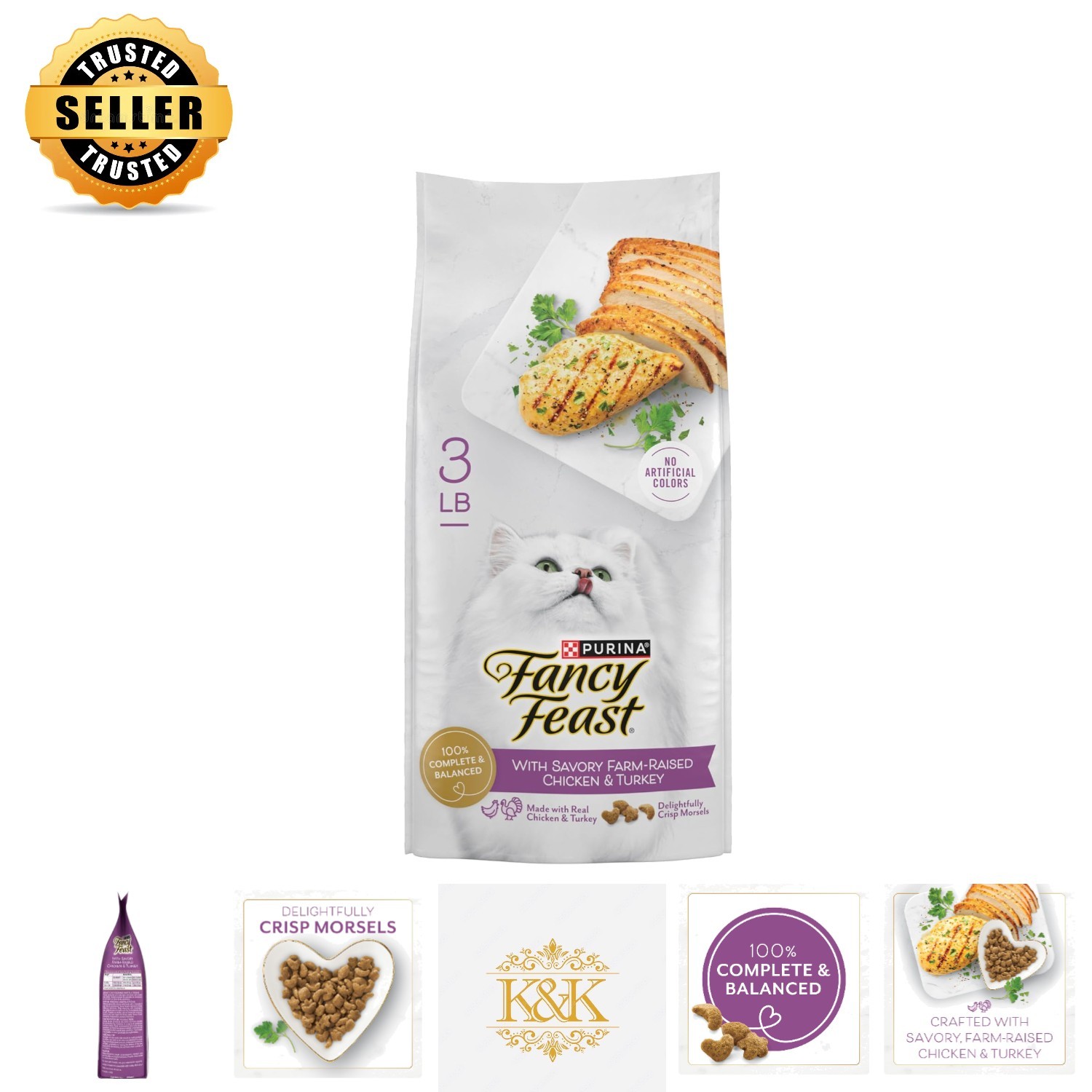 All Life Stages Purina Dry Cat Food – Chicken & Turkey Flavor – 3 lb Gourmet Bag