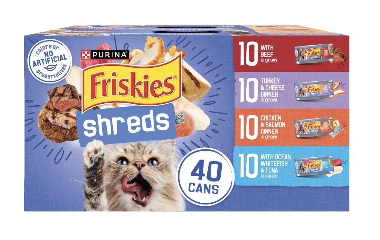 Purina Friskies Shreds Gravy Variety Pack, Wet Cat Food, 5.5 oz Cans, 40 Pack