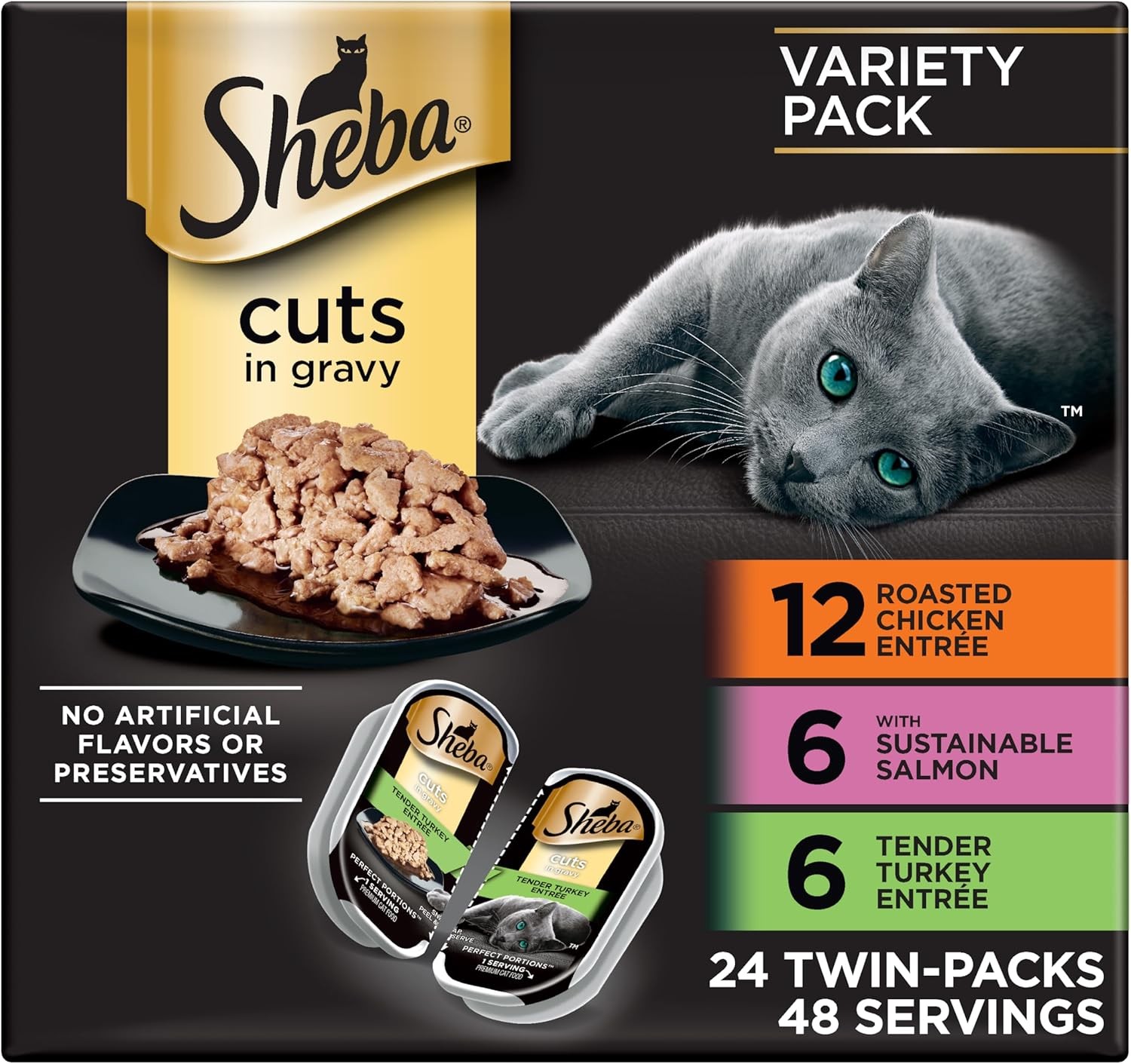 Sheba Perfect Portions Wet Cat Food Cuts in Gravy, Cat Food Wet Recipe, Roasted