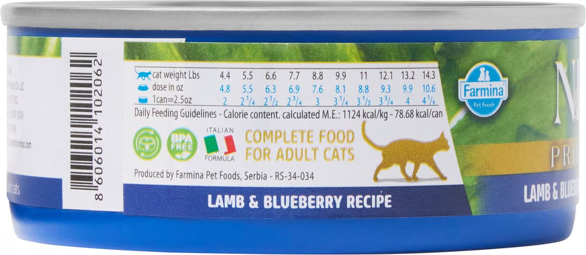 Grain-Free N+D Wet Lamb and Blueberry Cat Food Farm Raised Lamb – Cans, 12 Pack