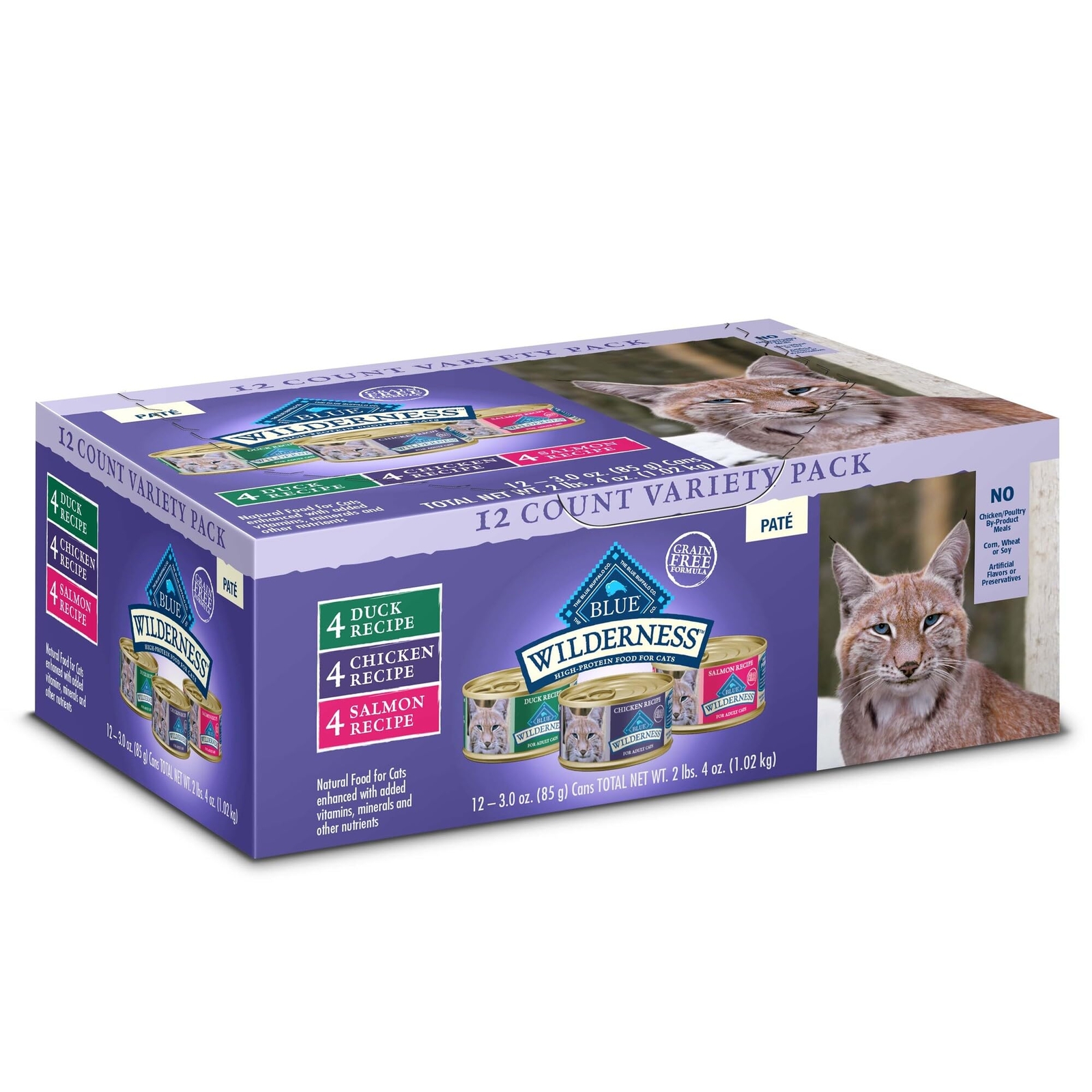 BLUE Wilderness High Protein Grain Free Canned Cat Food Variety Pack 12 Count