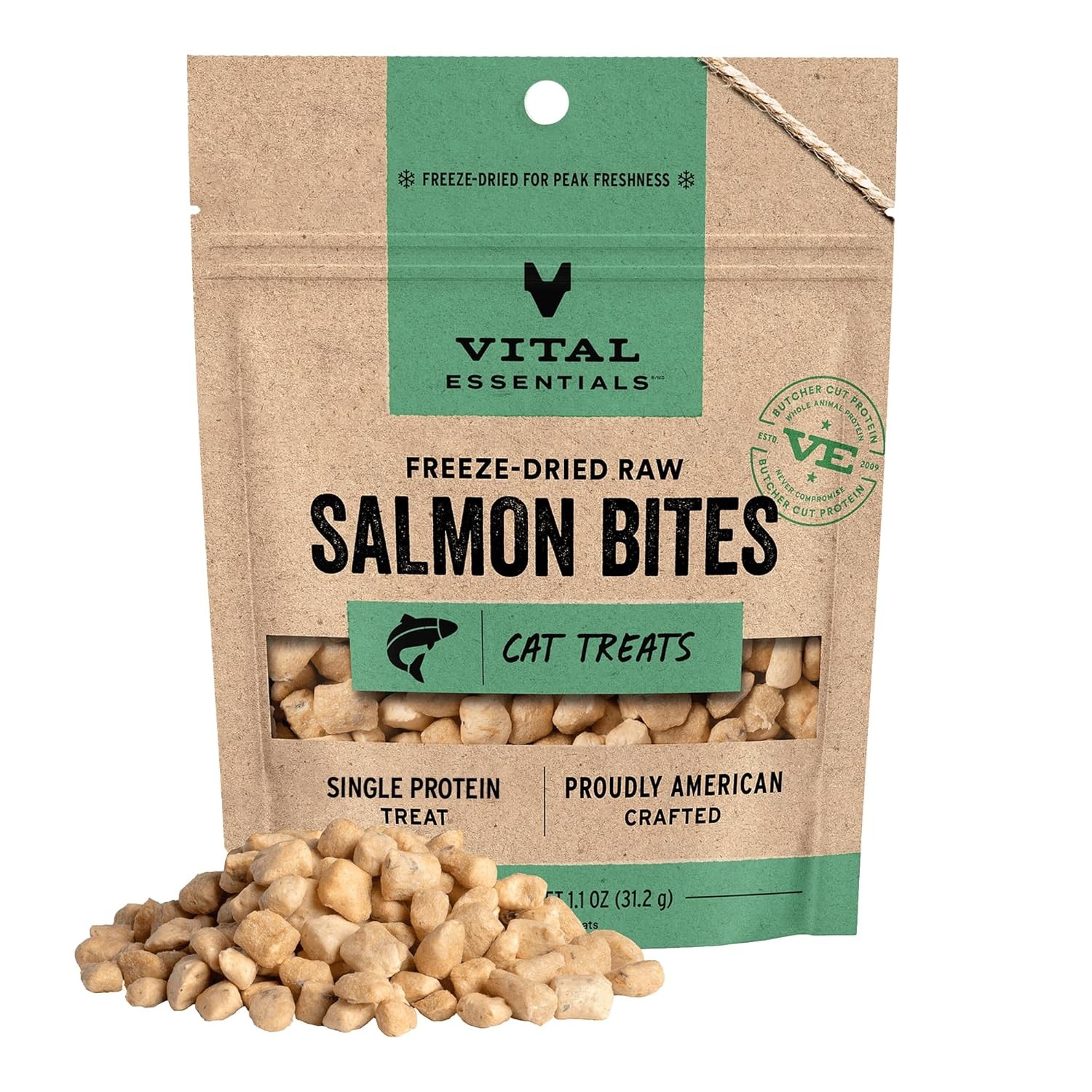 Vital Essentials Freeze Dried Cat Treats | Salmon Bites, Single Protein | Premiu