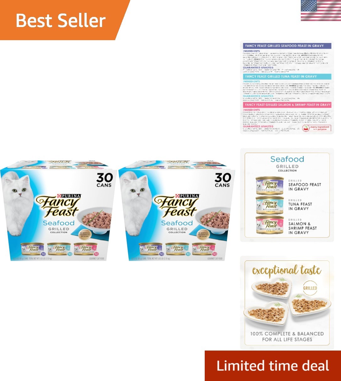 Nutritious Seafood Variety Wet Cat Food – 60 Cans, 3 oz Each, All Life Stages