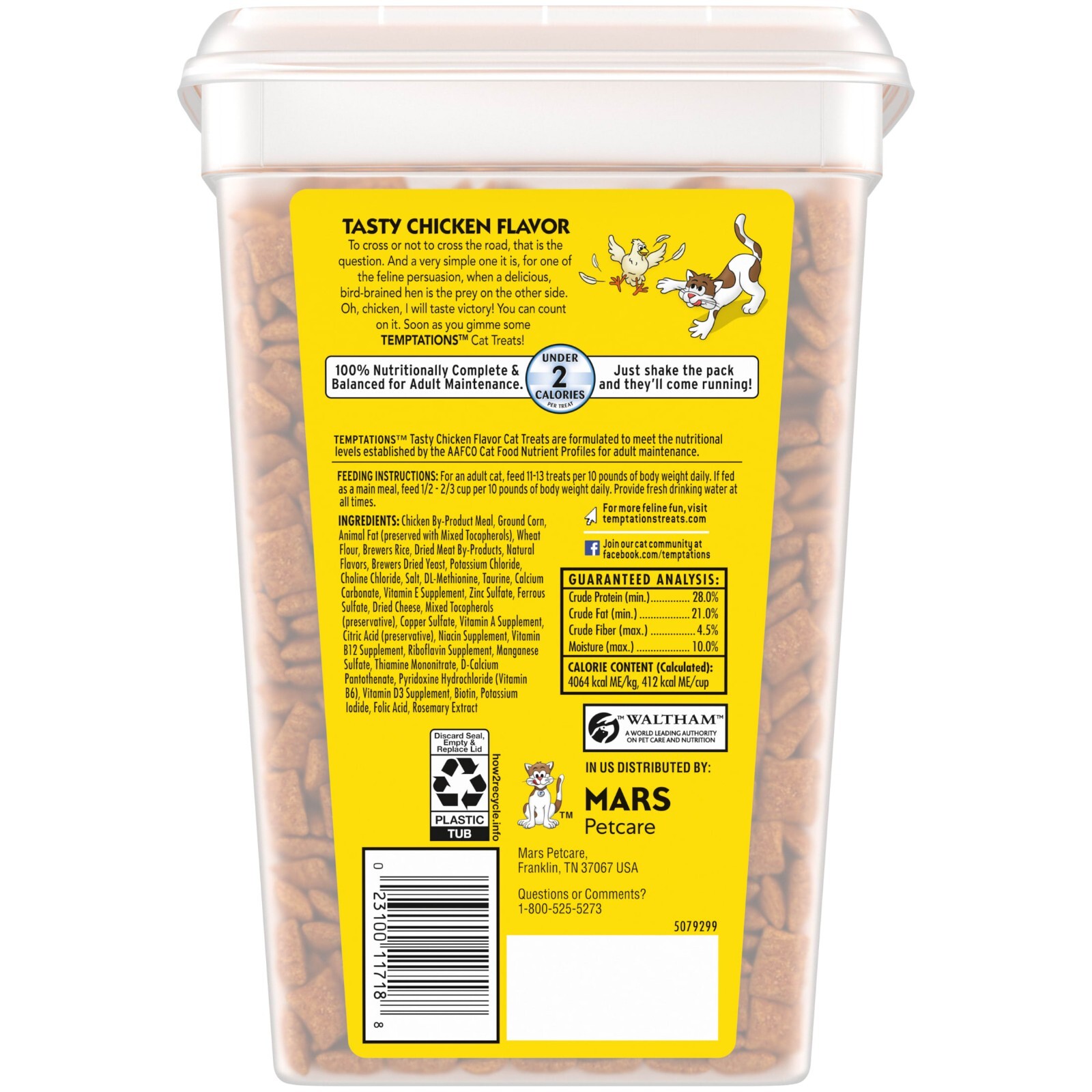 3 Tub TEMPTATIONS Classic Crunchy and Soft Cat Treats Tasty Chicken Flavor 30 oz