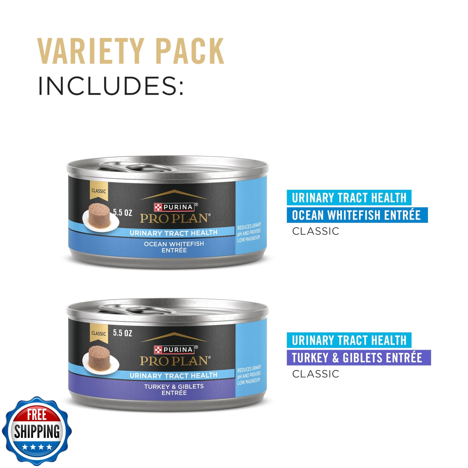 Purina Pro Plan Urinary Tract Health Pate Cat Food Variety Pack, Turkey and G