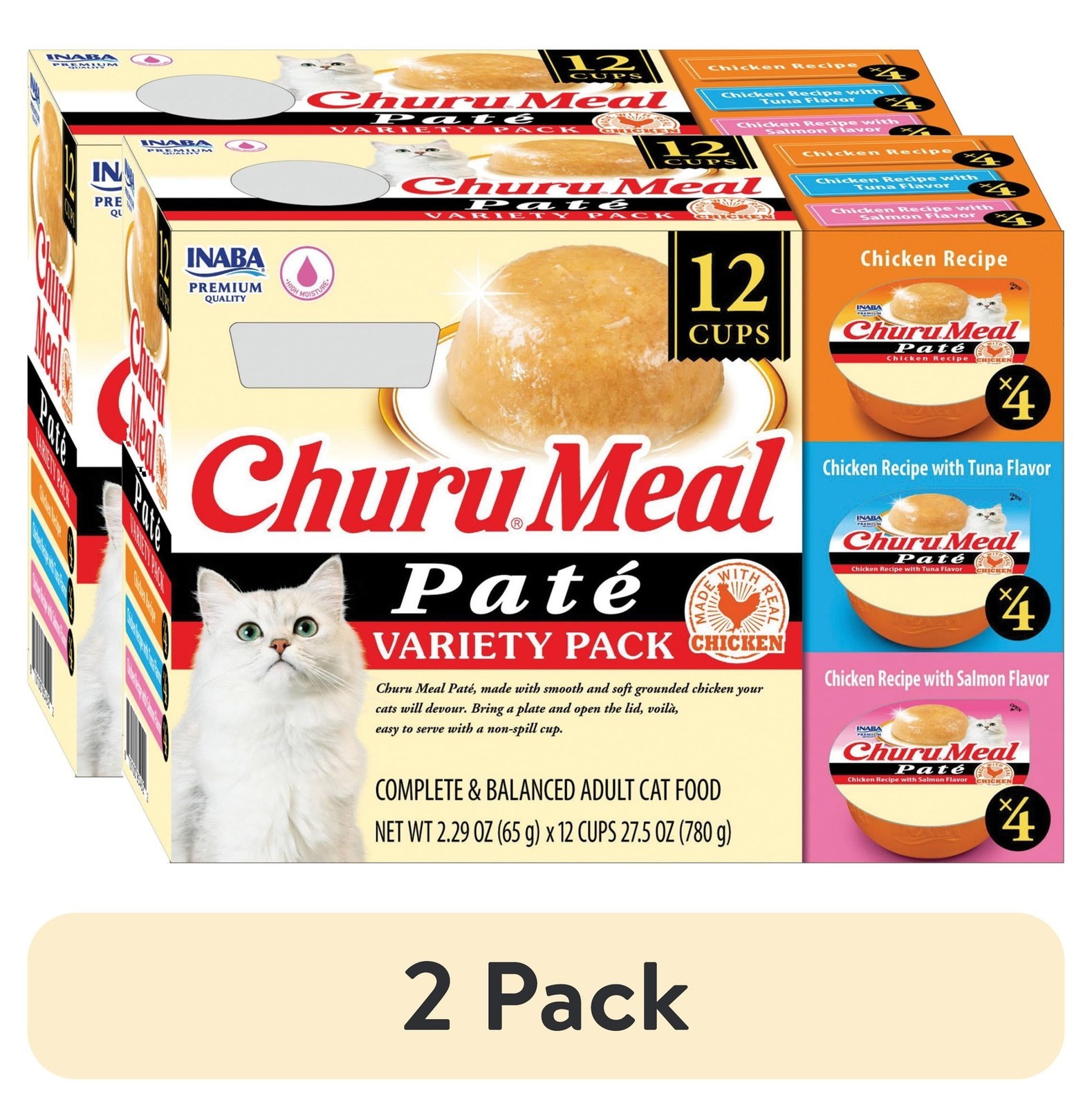 Churu Meal Paté Adult Wet Cat Food 2.29 oz cup 12-count Chicken Variety Pack