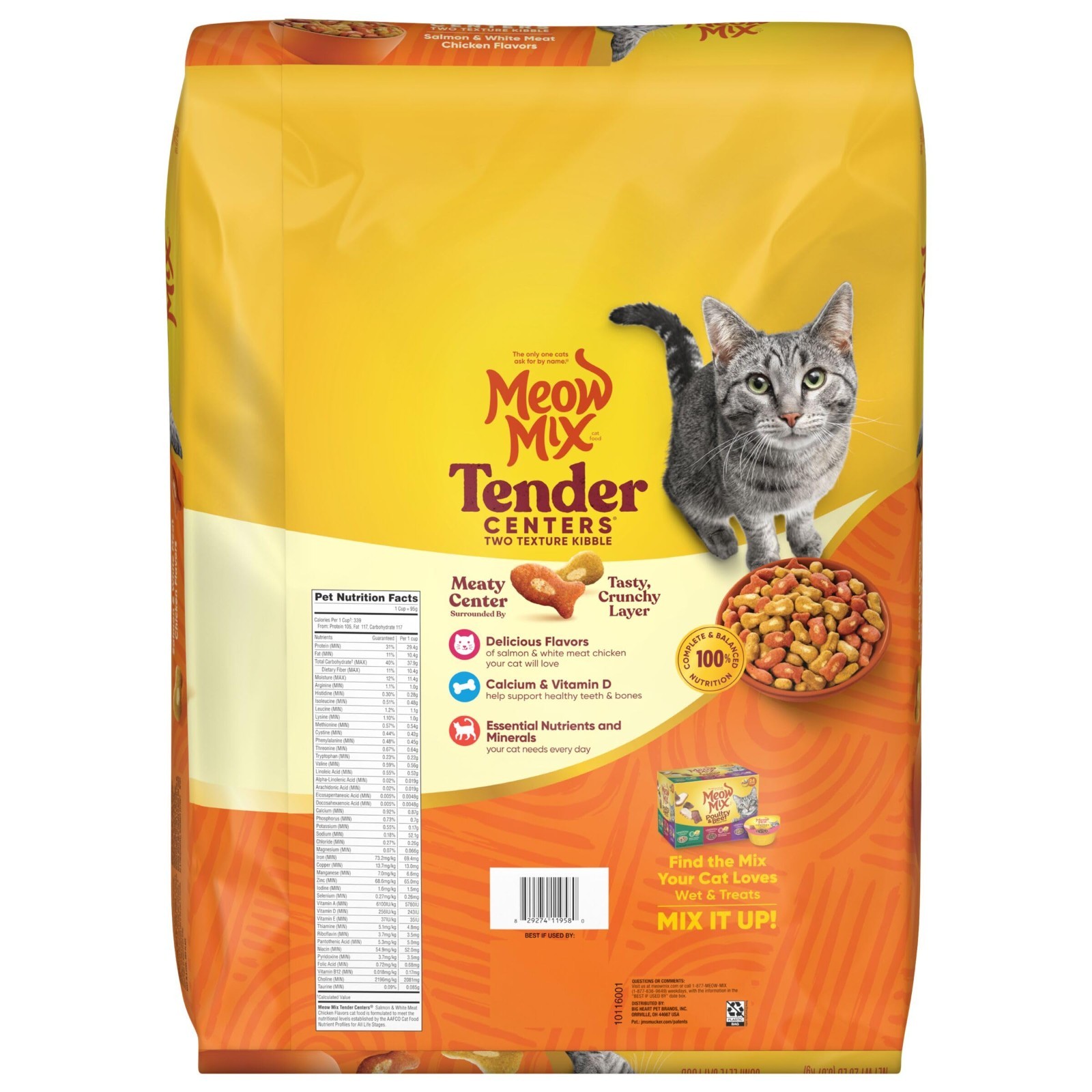 Tender Centers Dry Cat Food – Salmon & Chicken Flavors, 20 lb Bag, Nutritious &