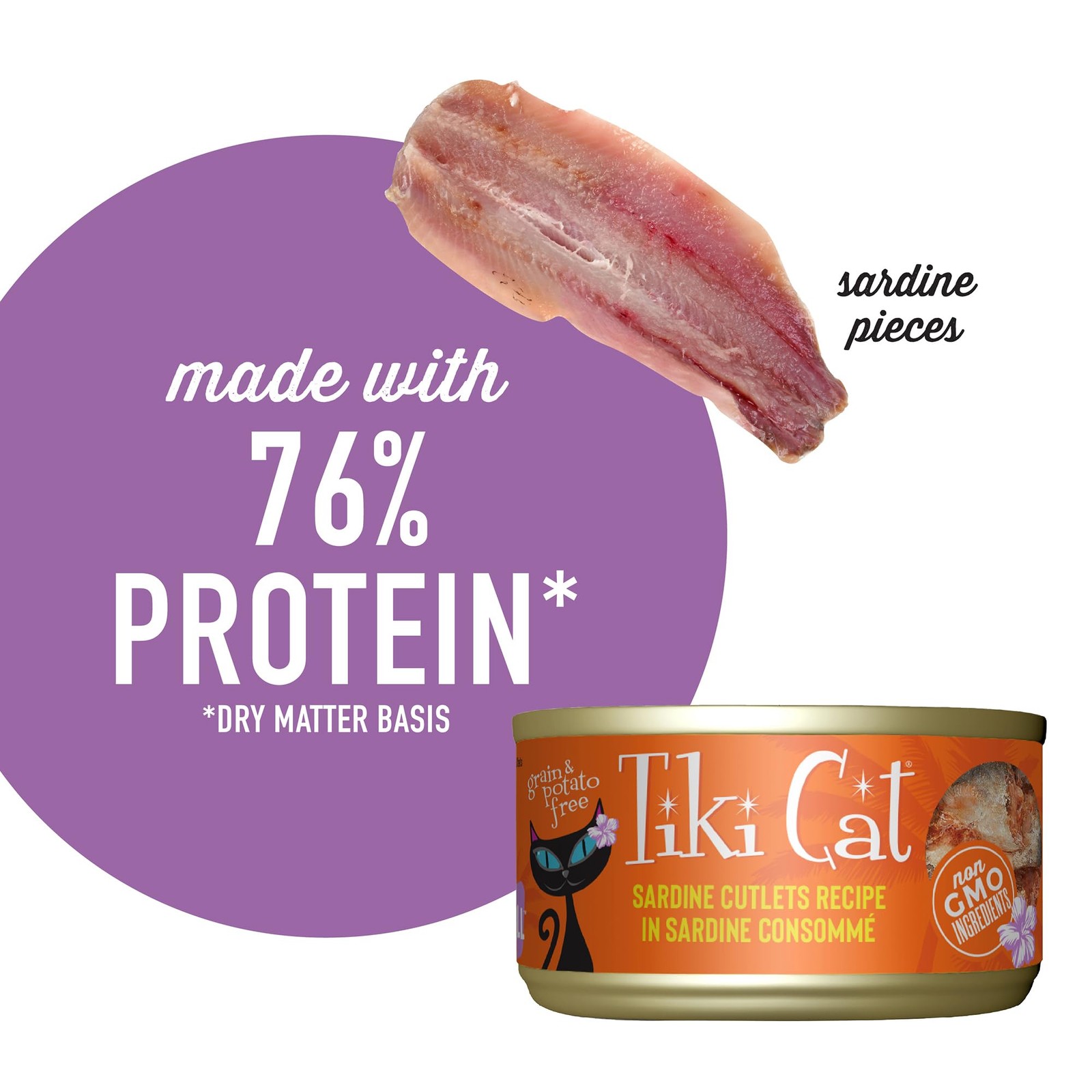 Tiki Cat Grill Wet Cat Food Sardine Cutlets 2.8oz Cans 12-Pack Grain-Free