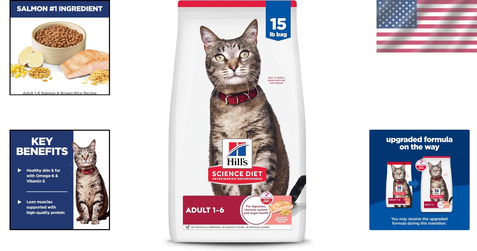 Science Diet Adult 1-6 Dry Cat Food Salmon & Brown Rice 15 lb Replacement