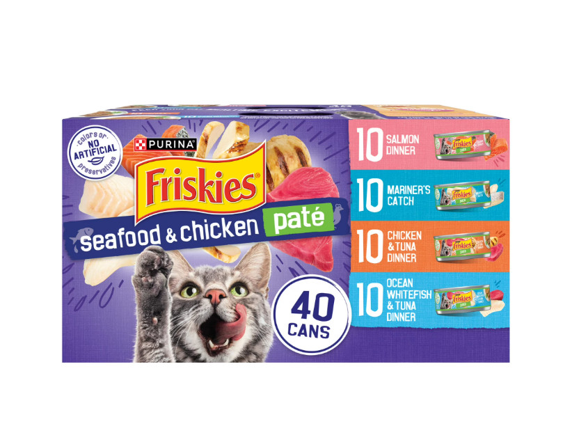Wet Cat Food, Pate, Soft Seafood and Chicken Variety Pack, 5.5 oz Cans, 40 Cans