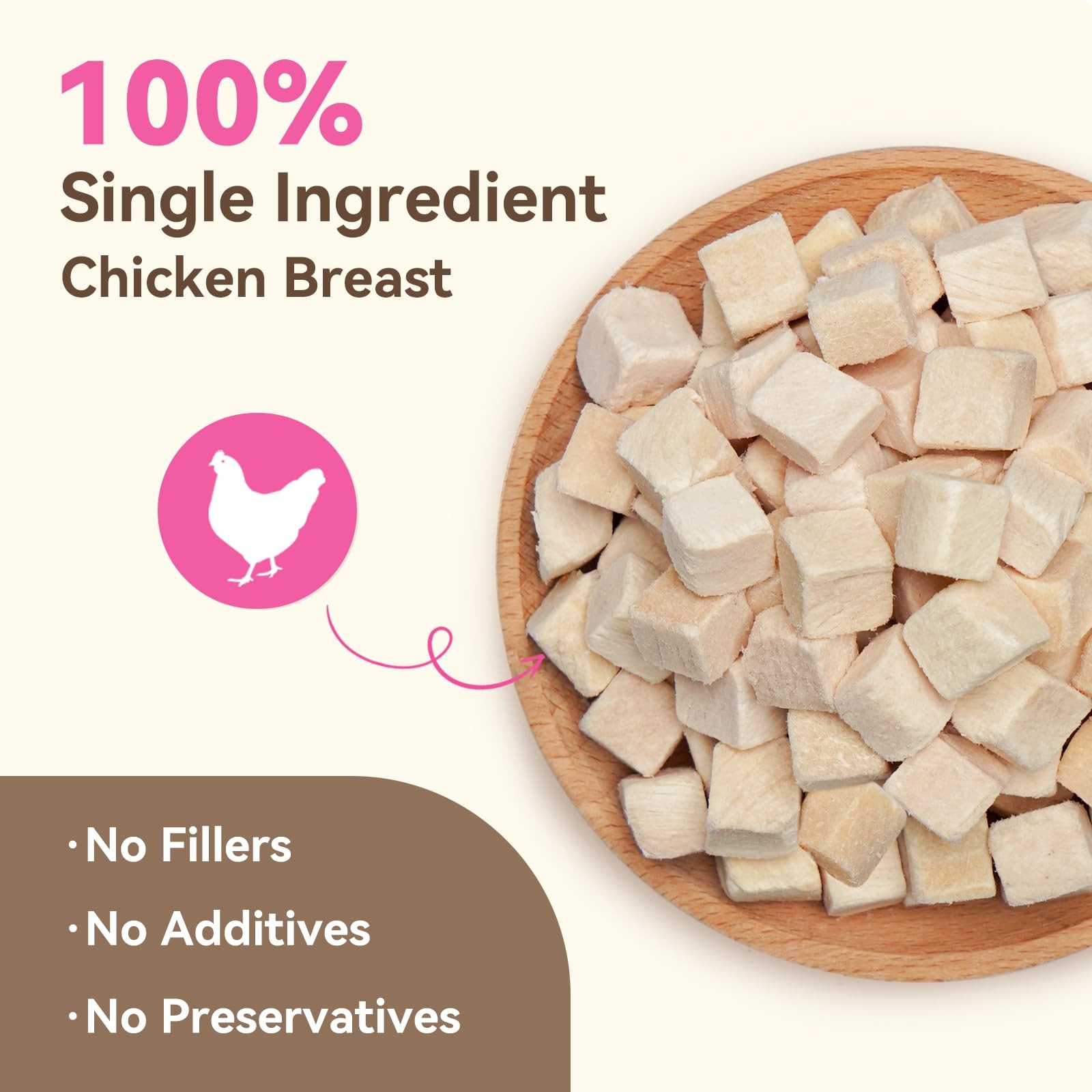 Freeze Dried Dog & Cat Treats – Single Ingredient Chicken Breast, High Protei…