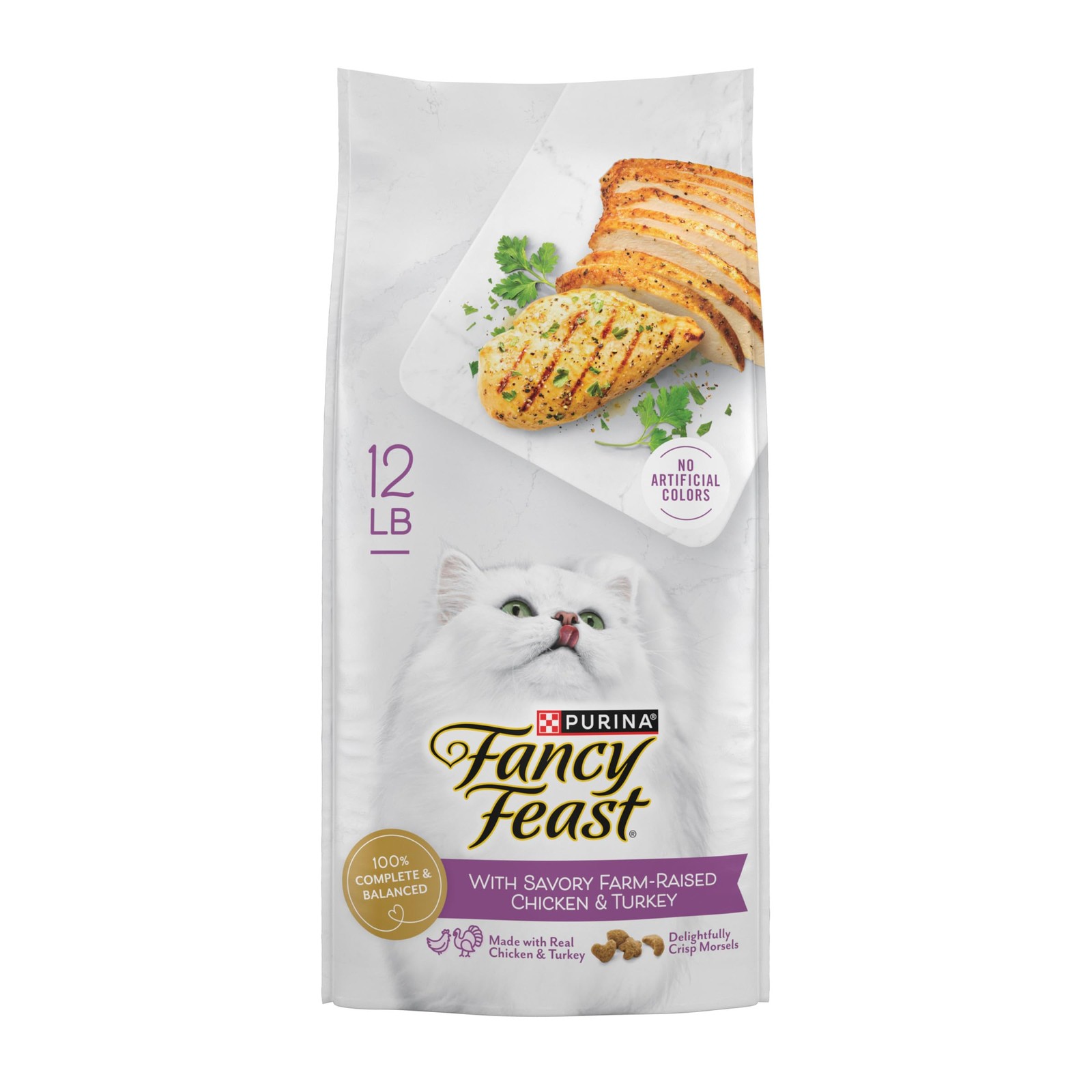Purina Fancy Feast Dry Cat Food with Savory Farm-Raised 12 Pound (Pack of 1)