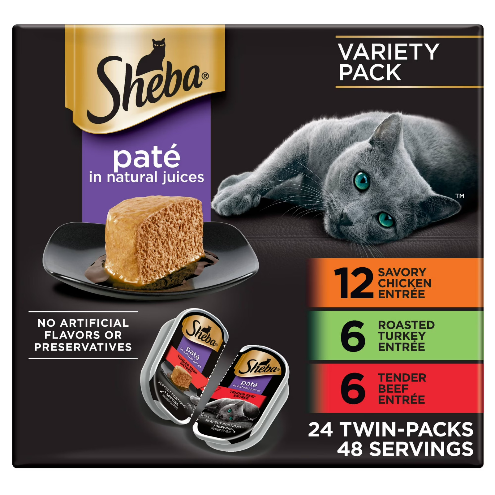 Sheba Perfect Portions Variety Pack Wet Cat Food Pate, 2.6 Oz Twin-Pack Trays