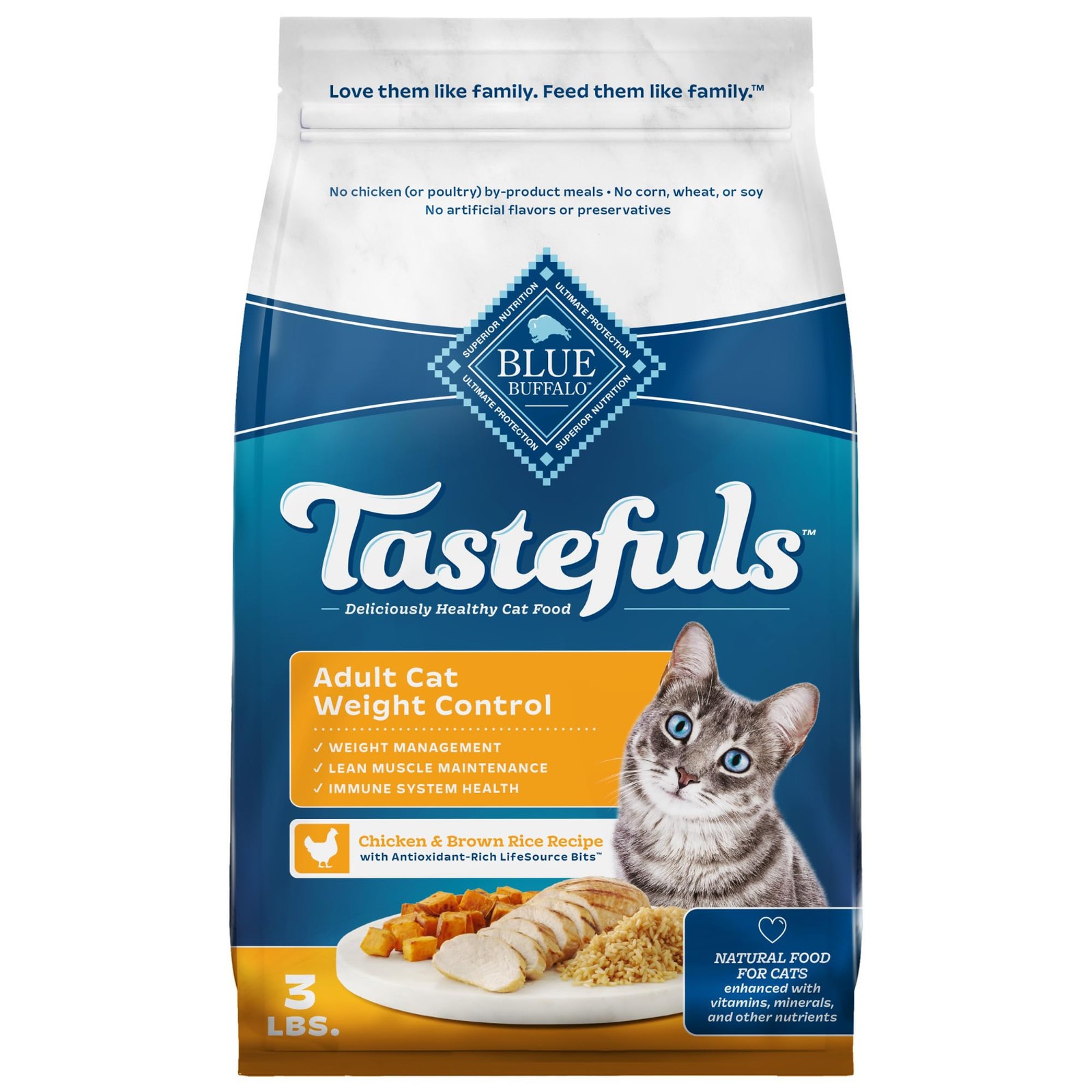 Blue Buffalo Tastefuls Adult Dry Cat Food for Weight 3 Pounds (Pack of 1)