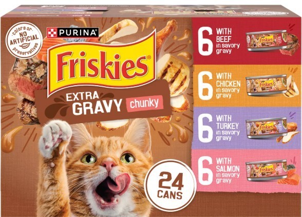 (Pack of 3)Friskies Extra Gravy Adult Cat Wet Food Variety Pack, 24 CT, 132 OZ
