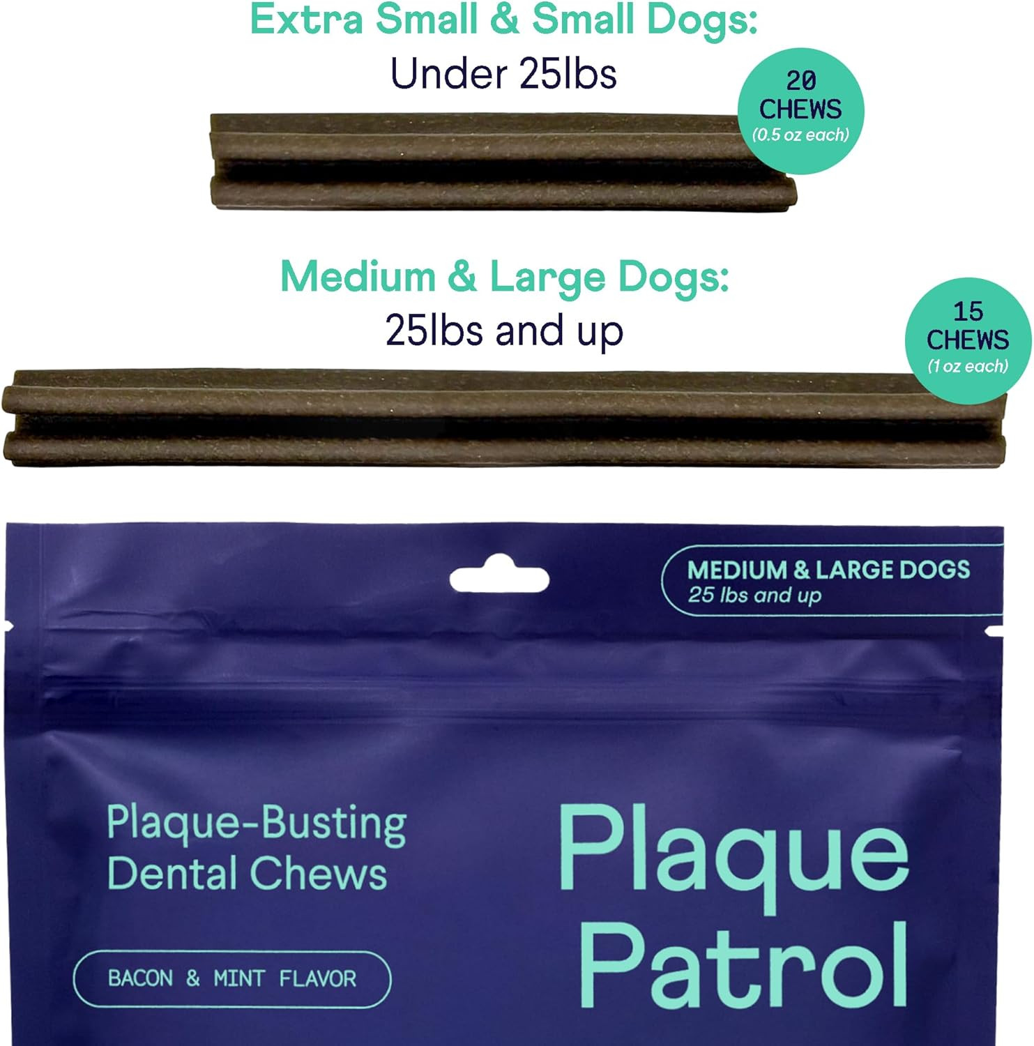Plaque Patrol Dental Chews | Triple-Action Defense against Plaque, Tartar, and B