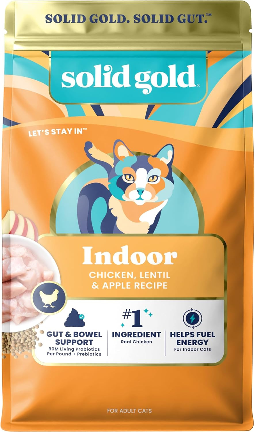 Indoor Dry Cat Food – Grain Free & Gluten Free – Chicken Cat Food Dry Kibble for