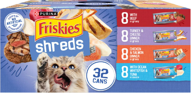(3 pack) Purina Friskies Shreds Variety Pack of Wet Cat Food 5.5 oz (32 Pack)