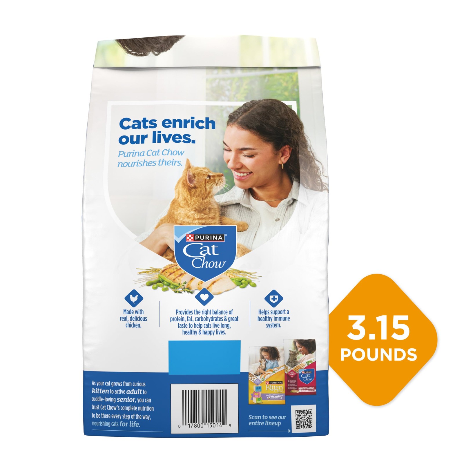 Complete High Protein Dry Cat Food With Real Chicken – (Pack of 4) 3.15 lb. Bags