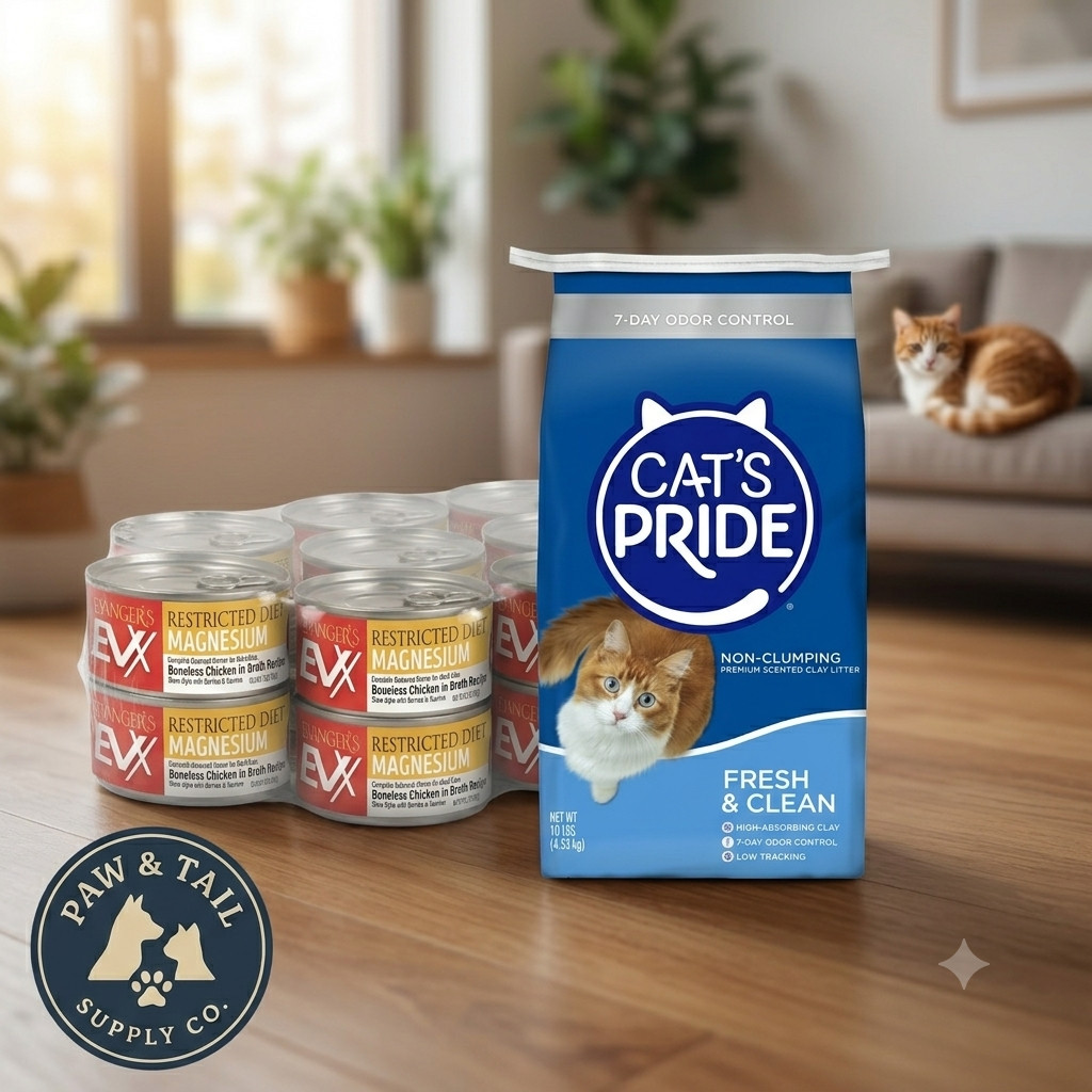 EVX Urinary Health Wet Cat Food 12 Cans + Cat’s Pride Cat Litter 10lb Bundle