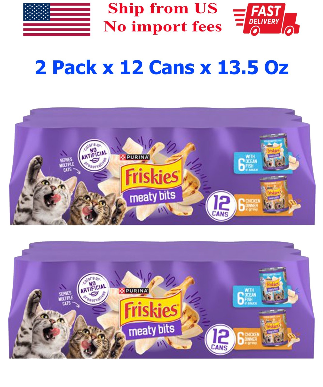 Purina Friskies Meaty Bits Chunks Wet Cat Food Variety Pack Ocean Fish & Chicken