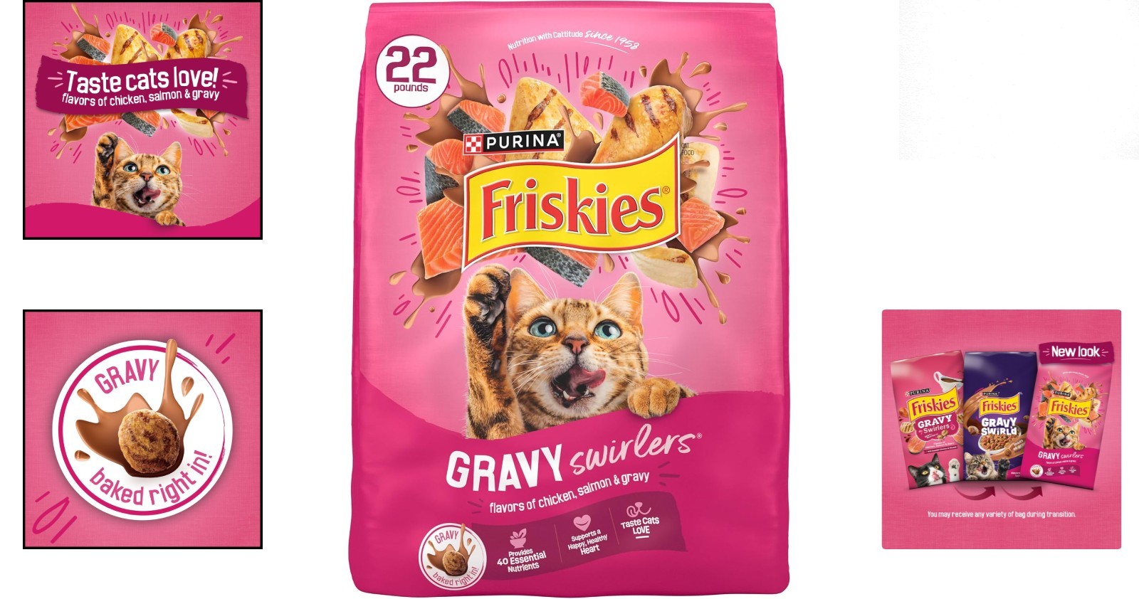 All Life Stages Cat Food: Purina Gravy Swirlers – 22 lb. Chicken & Salmon