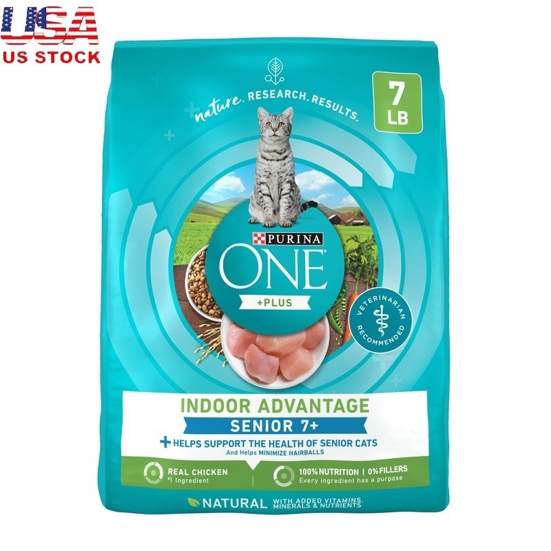 Indoor Advantage Senior Cat Food Dry Chicken Hairball Control Nutrients 7 New