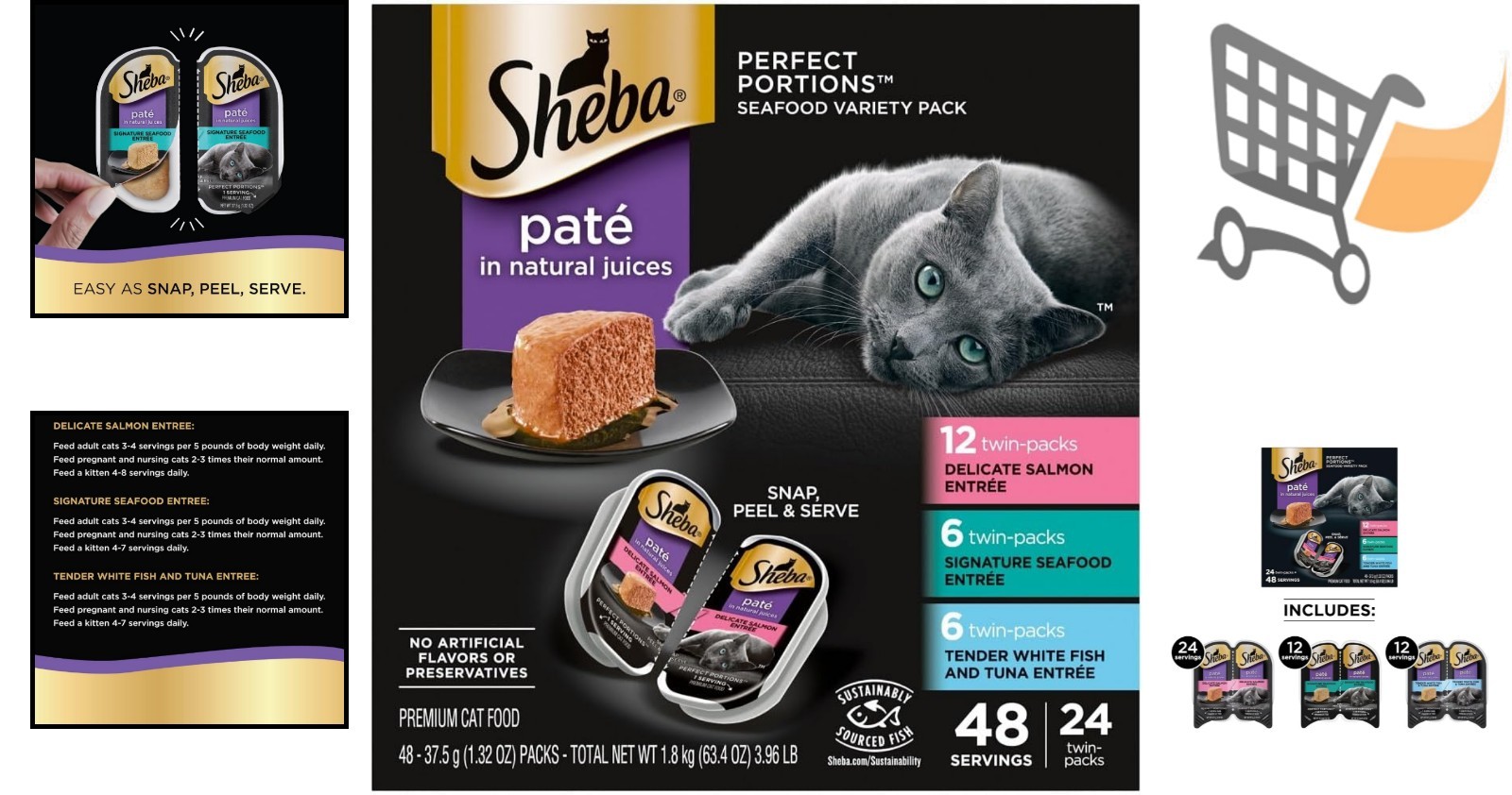 Wet Cat Food Variety Pack 2.6 oz Salmon Fish Tuna Grain-Free Nourishing