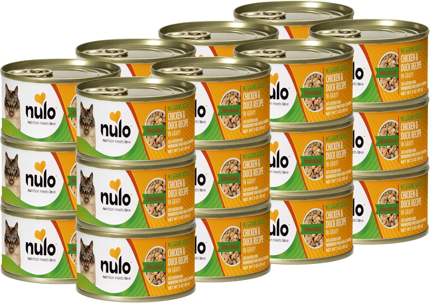 Variety Flavors Grain-Free Shredded Wet Canned Cat Food 3 Ounce Pack of 12