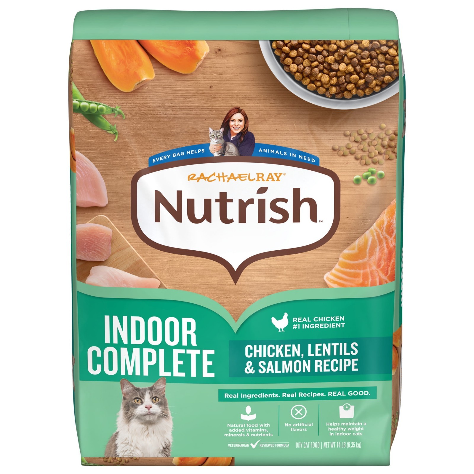 Rachael Ray Nutrish Indoor Complete Dry Cat Food With Chicken And Salmon 14 lb.