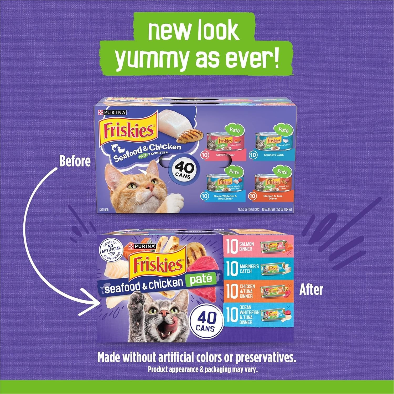 Wet Cat Food Variety Pack – Chicken & Seafood Pate, 5.5oz Cans, 40ct