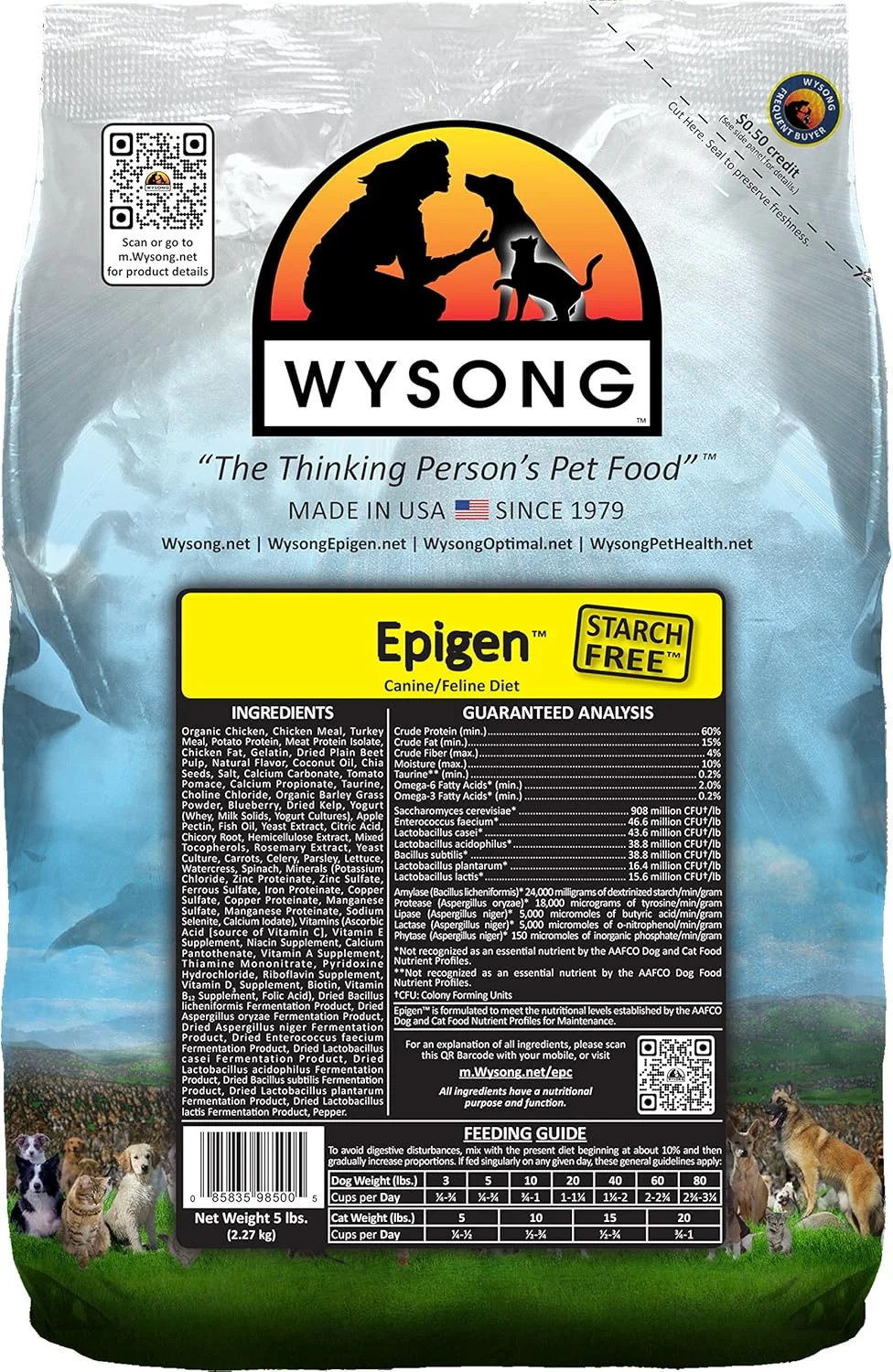 Wysong Epigen Canine/Feline Dry Diet – Dog/Cat Food- 5 Pound Bag (WDCFE5)