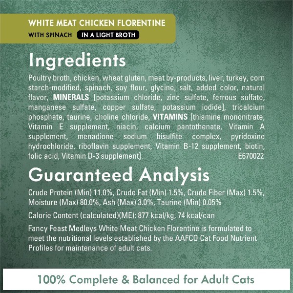 Medleys Gourmet withTuna,Chicken and Turkey in a Delicate Sauce Florentine