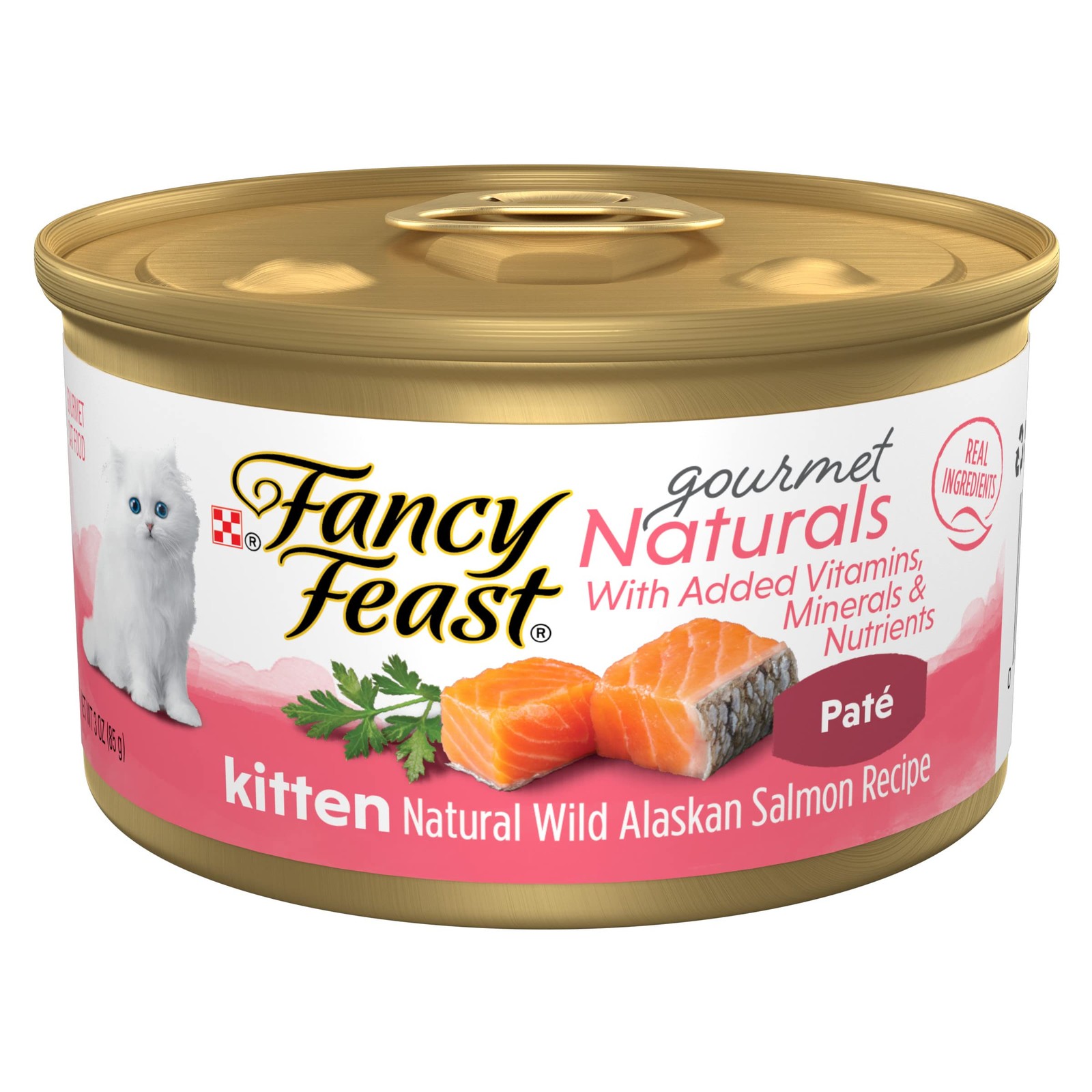 Purina Fancy Feast Grain Free Pate Wet 3 Ounce (Pack of 12), Natural Salmon