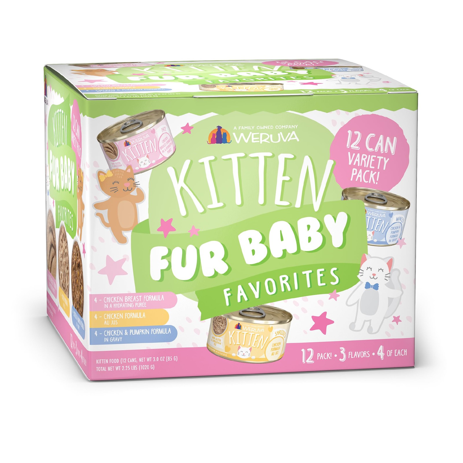 Weruva Kitten, Fur Baby Favorites Variety Pack, 3oz Can 3 Ounce (Pack of 12)
