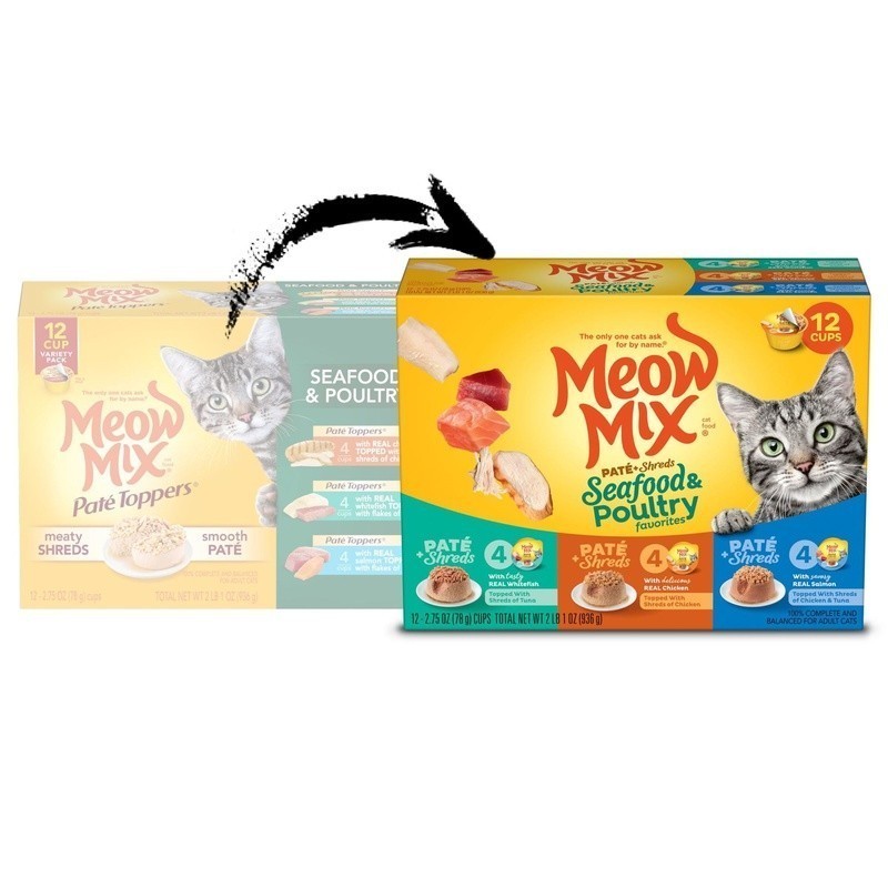 Pate Toppers Seafood Poultry Variety Pack Wet Cat Food 12 Cups Real Meat New