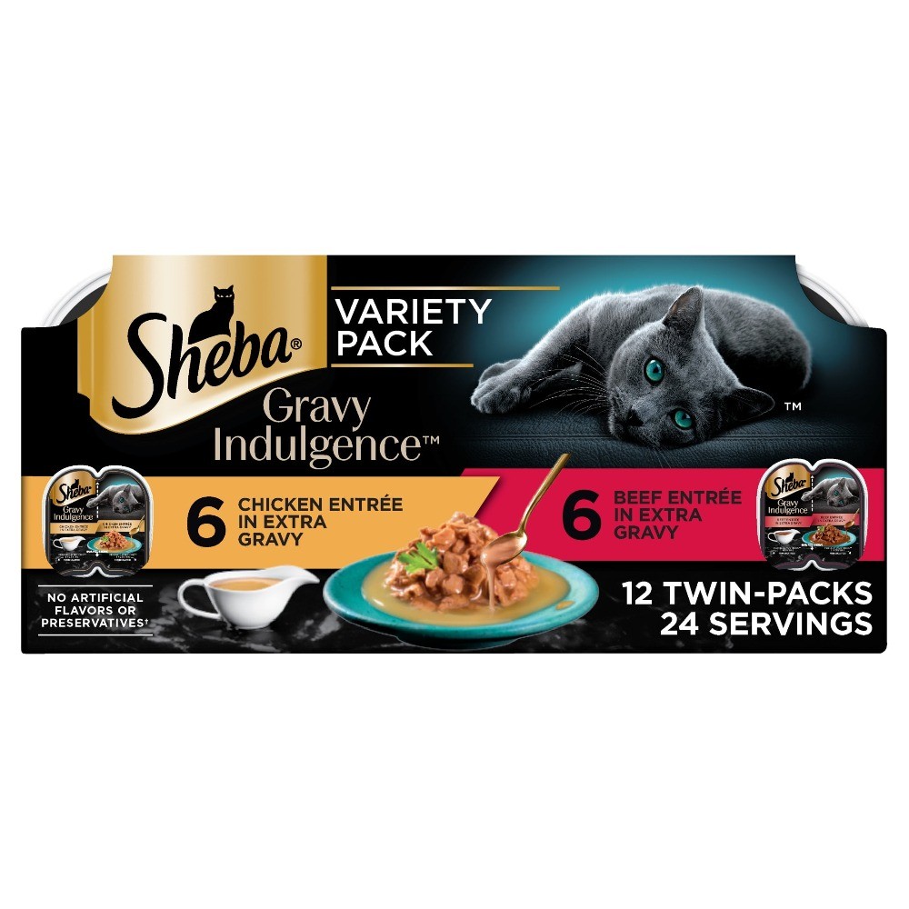 (4 pack) Indulgence Entree In Extra Gravy Variety Pack Cat Food