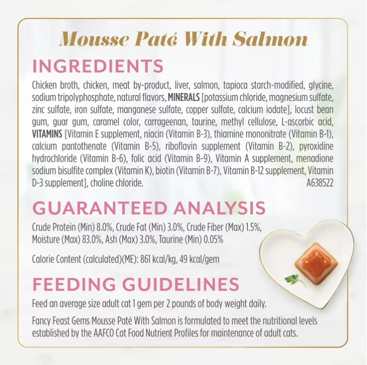 3 PACK Fancy Feast Gems Pate Mousse Salmon or Tuna Wet Cat Food, 2 oz Tubs