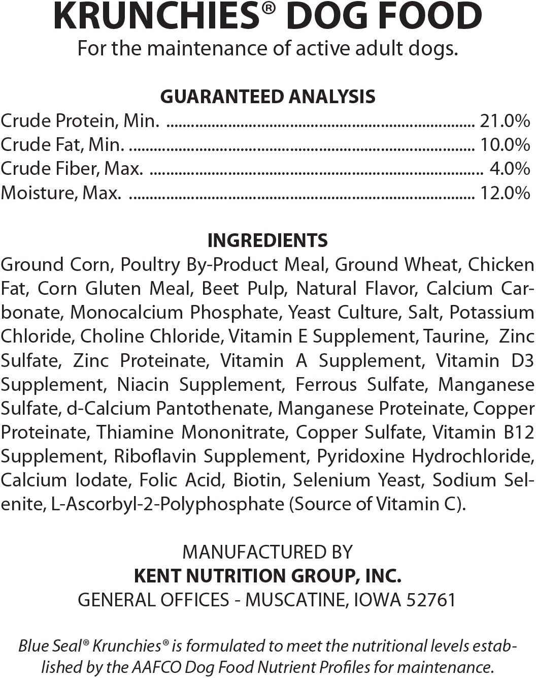 Krunchies Adult Dog Food | No Soy, No Artificial Colors or Preservatives, Nutrit