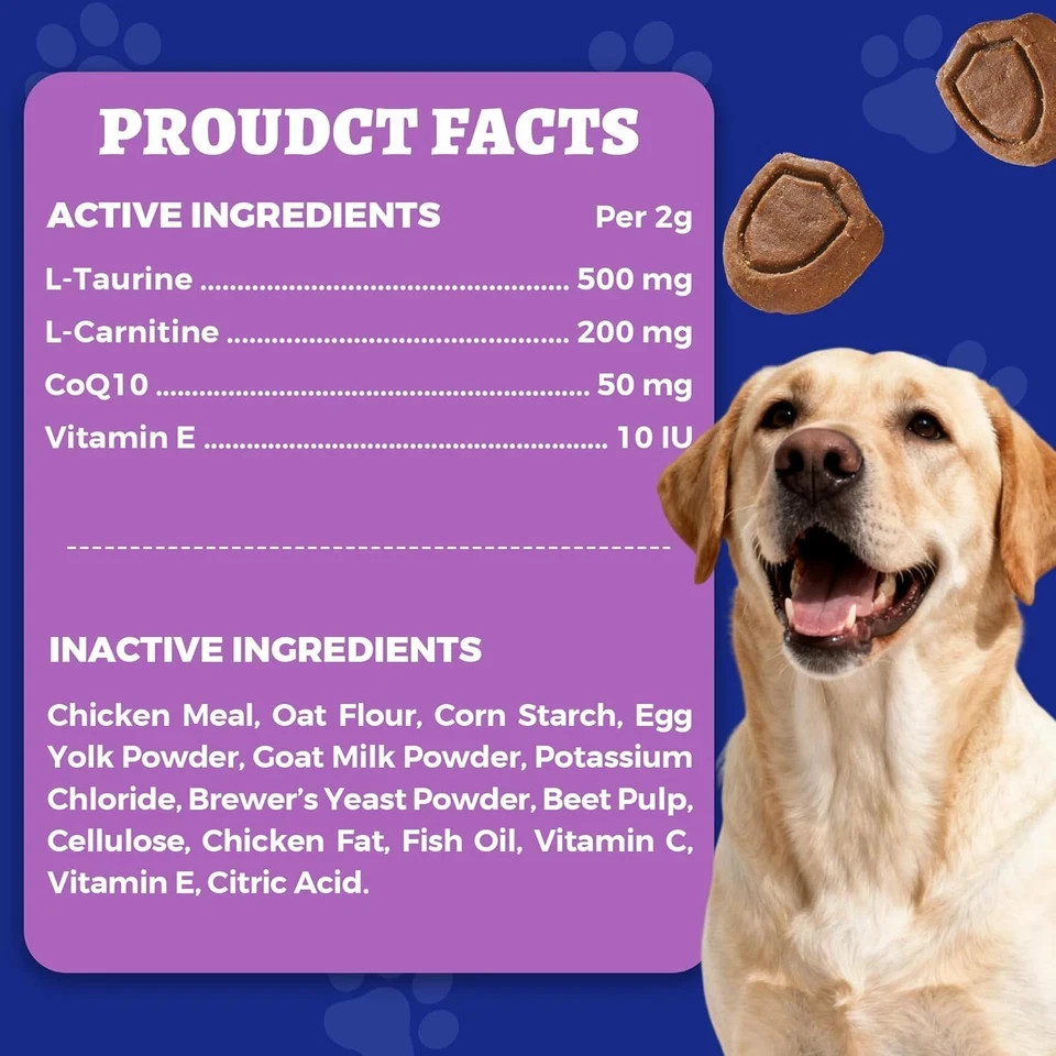 9.17 Oz, 25% Taurine for Dogs – Healthy Heart Supplements for Dog Chewable with