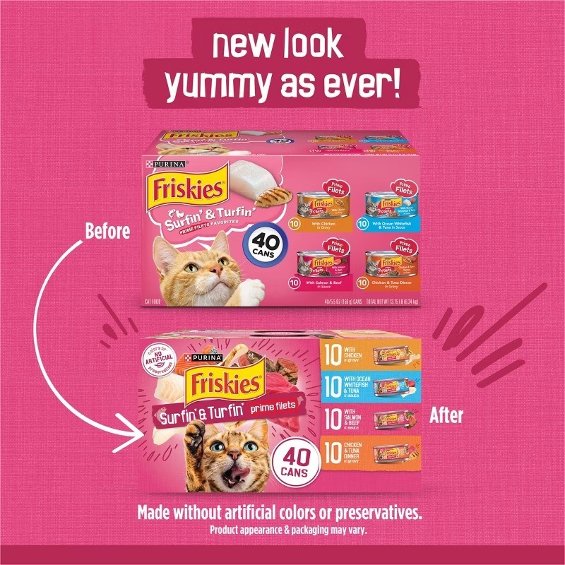 Purina Prime Filets Surfin’ & Turfin’ Cat Food Chicken Seafood Beef 5.5oz/40ct