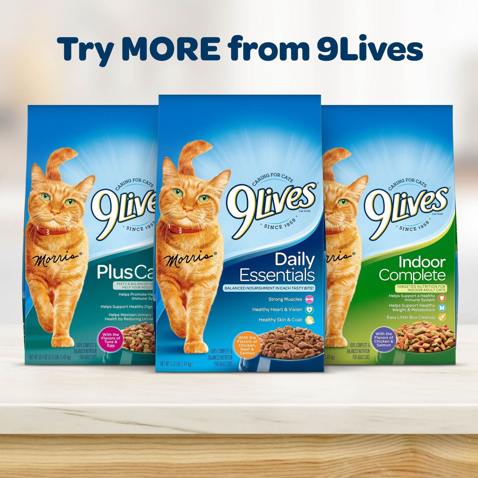 (3pack) 9Lives Indoor Complete Chicken & Salmon Flavor Dry Cat Food, 20 lb. Bag